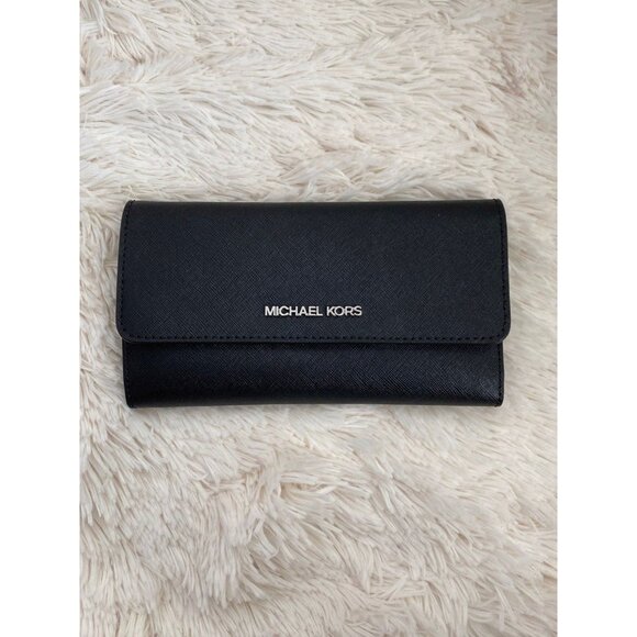 Michael Kors Handbags - Michael Kors wallet Large card case wallet black with silver hardware